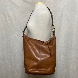 RARE COACH BLEECKER TATTERSALL WHISKEY TAN BURNISHED LEATHER XL DUFFLE BAG